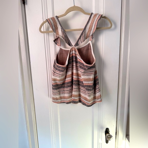 Madewell Texture Strip Ruffle Racerback Crop Tank - Picture 6 of 8